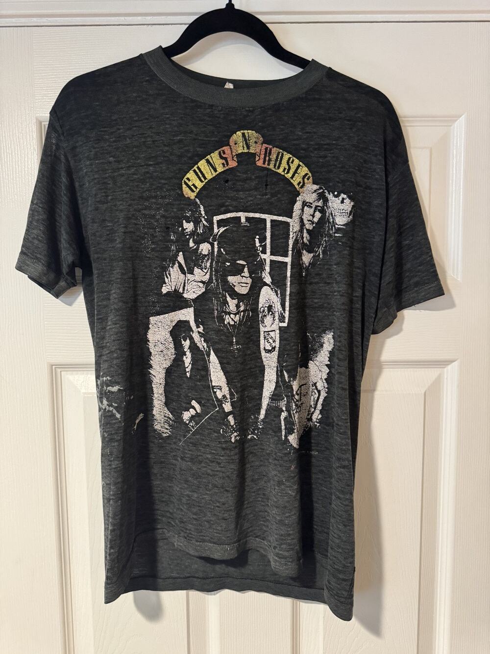 VTG HANDTEX Gun's N' Roses DISTRESSED T-Shirt Appetite Destruction Thin/Holes-M